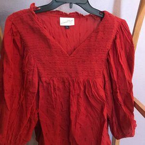 Universal Thread Red Puffed Sleeve Blouse